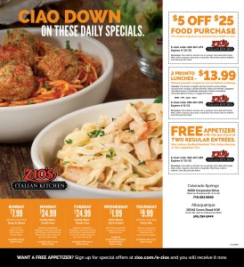 Zio's Daily Specials